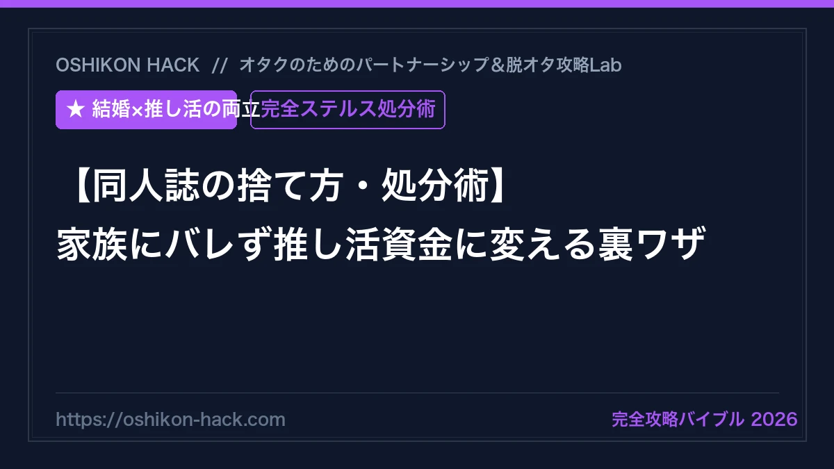 【同人誌の捨て方・処分術】結婚・同棲前に家族にバレず高価買取で推し活資金に変える裏ワザ