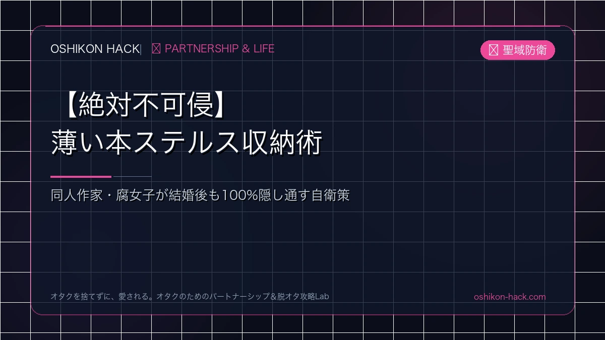 【絶対不可侵】同人作家・腐女子が結婚後も薄い本を100%隠し通すステルス収納術